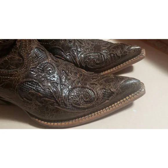 Corral Vintage Leather Inlay Pointed Toe Cowgirl Boots C2109 Size 7.5M in EUC! - Picture 5 of 12